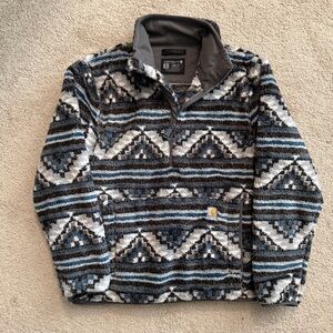 Bethany Yellowtail x Carhartt Pullover Sherpa Jacket Shadow Mountain Print NWOT